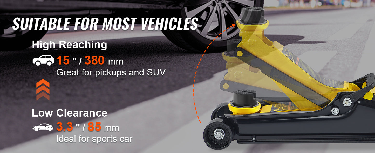 Ljustra 2.5T Low Profile Hydraulic Floor Jack Heavy-Duty Steel Car Jack