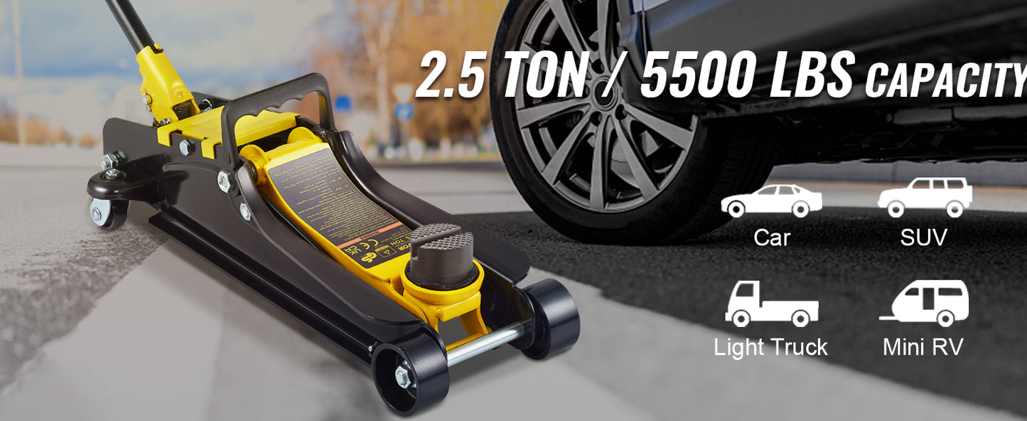 Ljustra 2.5T Low Profile Hydraulic Jack Heavy-Duty Steel Racing Jack