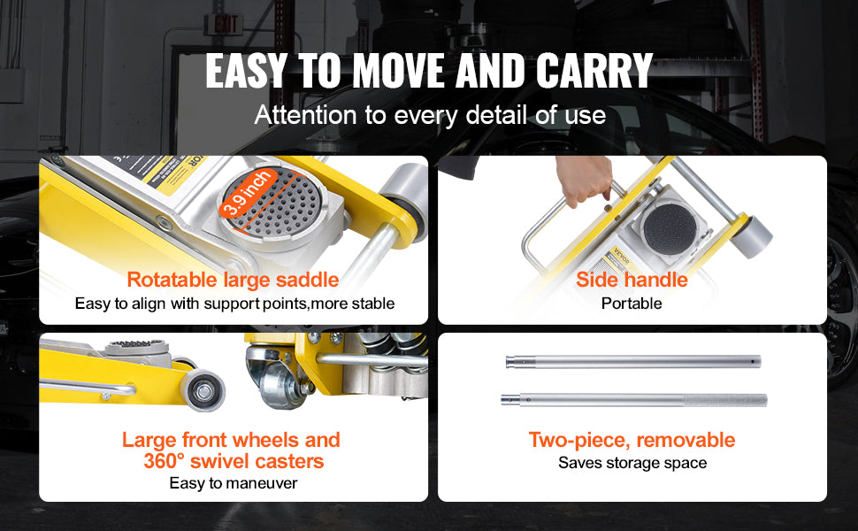 Ljustra Hydraulic Floor Jack 3 Ton Low Profile Aluminum Auto Repair Tool
