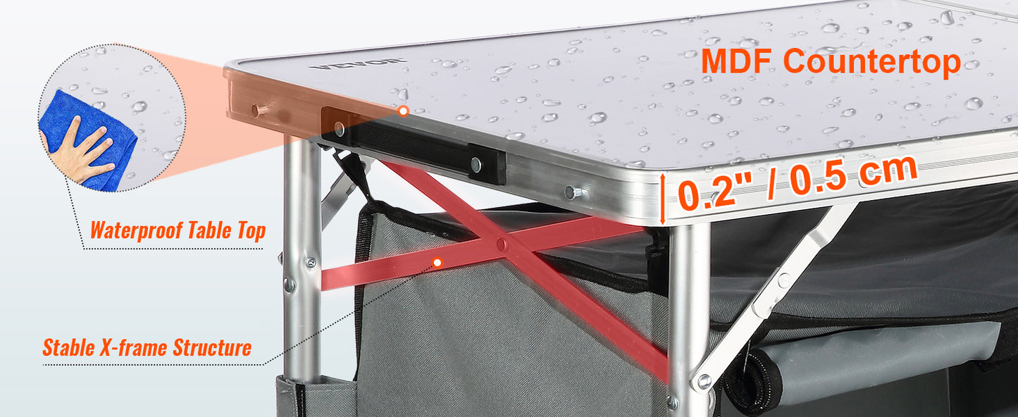 Ljustra Folding Picnic Table Adjustable Height Outdoor Camping Table