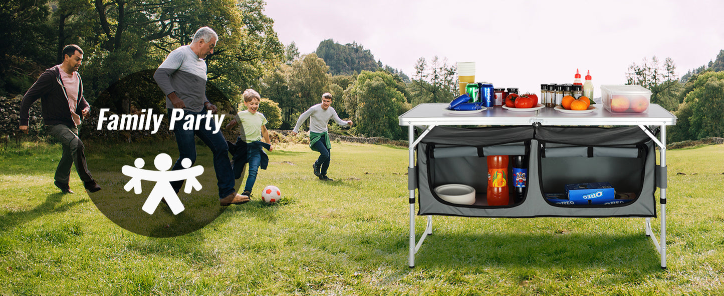 Ljustra Folding Picnic Table Adjustable Height Outdoor Camping Table