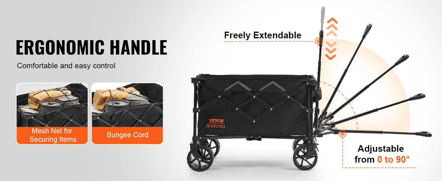 Ljustra Collapsible Folding Beach Wagon All-Terrain Wheels Drink Holder