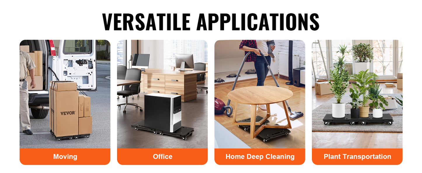 Ljustra 2 Pack Furniture Mover Dolly Trolley 500 lbs Small Flat Cart