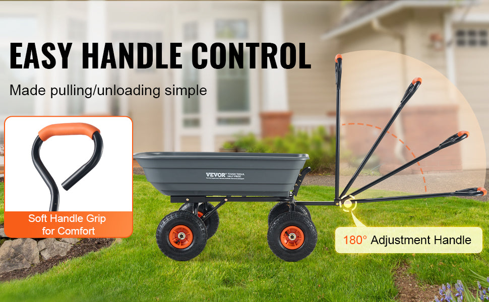 Ljustra Poly Garden Dump Cart Heavy Duty Easy Assembly Steel Wagon