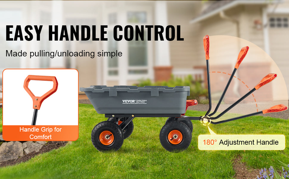 Durable Garden Dump Cart Heavy Duty Poly Wagon Steel Structure