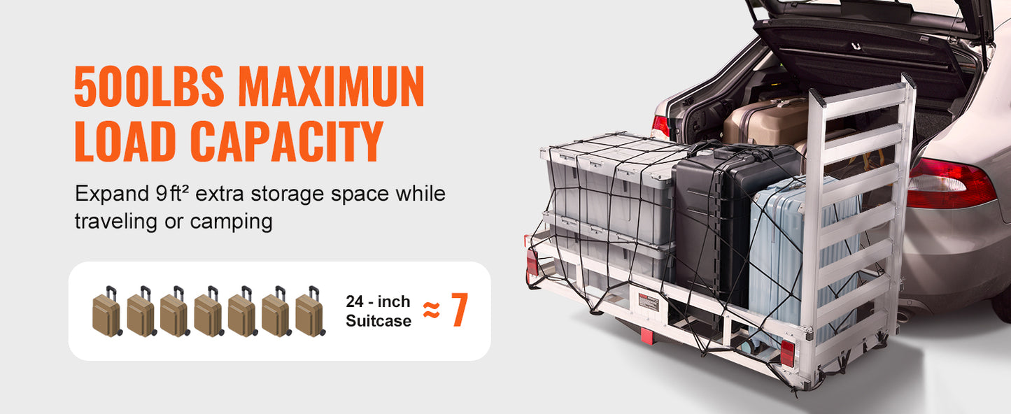 Ljustra Hitch Cargo Carrier 400lb Capacity Aluminum Basket for Truck