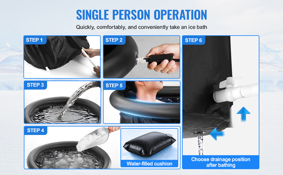 Ljustra Portable Ice Bath Tub Cold Water Therapy Plunge Pool