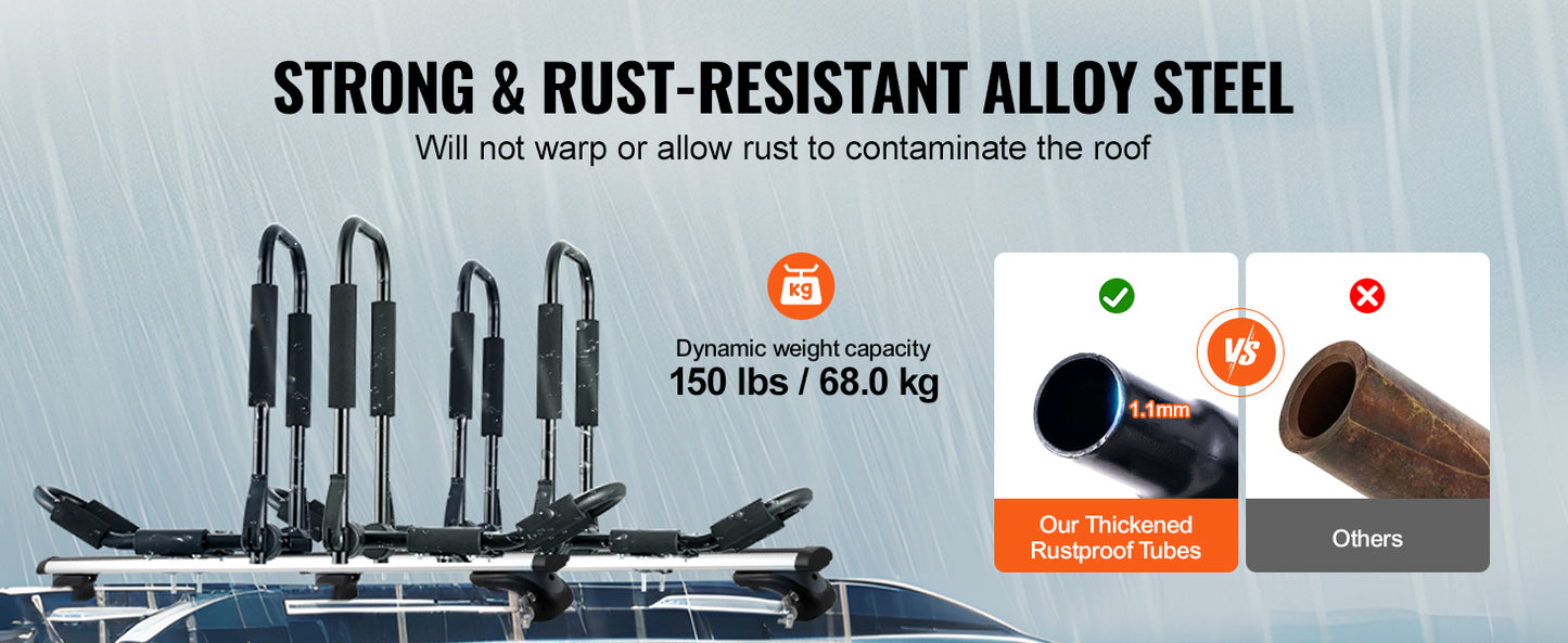 Ljustra J-Bar Kayak Roof Rack 2 Pairs Folding Carrier for Kayaks Canoes