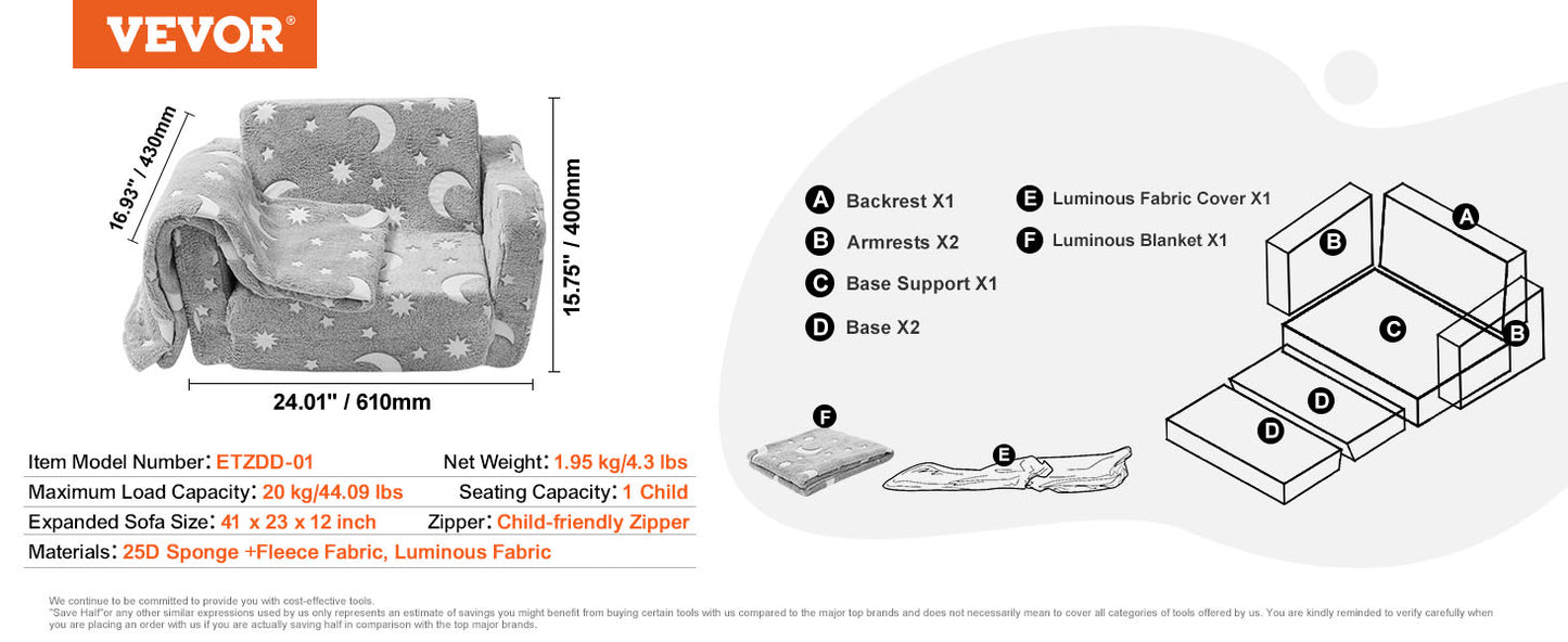 Ljustra Kids Play Couch Modular Toddler Sofa Foam Furniture