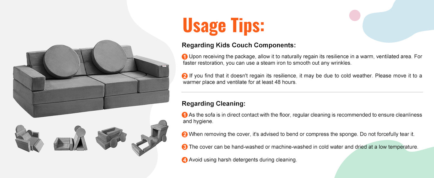 Ljustra Kids Play Couch Modular Toddler Sofa Foam Furniture