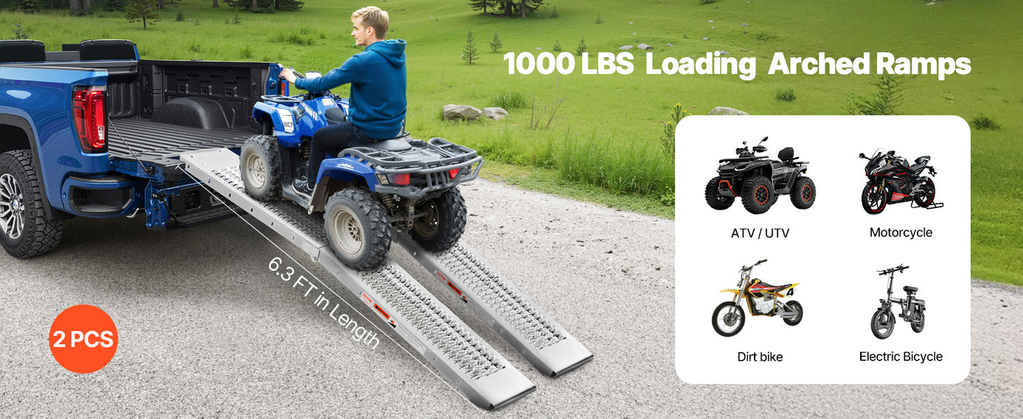 Ljustra 1000lbs Steel Ramps 2Pcs Loading Ramp for ATV UTV Motorcycle