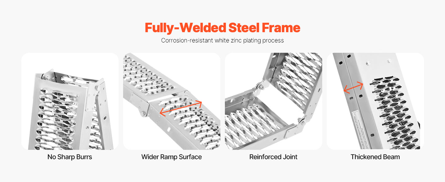Ljustra 1000lbs Steel Ramps 2Pcs Loading Ramp for ATV UTV Motorcycle