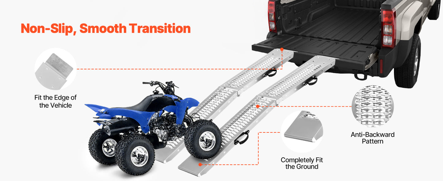 Ljustra 1000lbs Steel Ramps 2Pcs Loading Ramp for ATV UTV Motorcycle