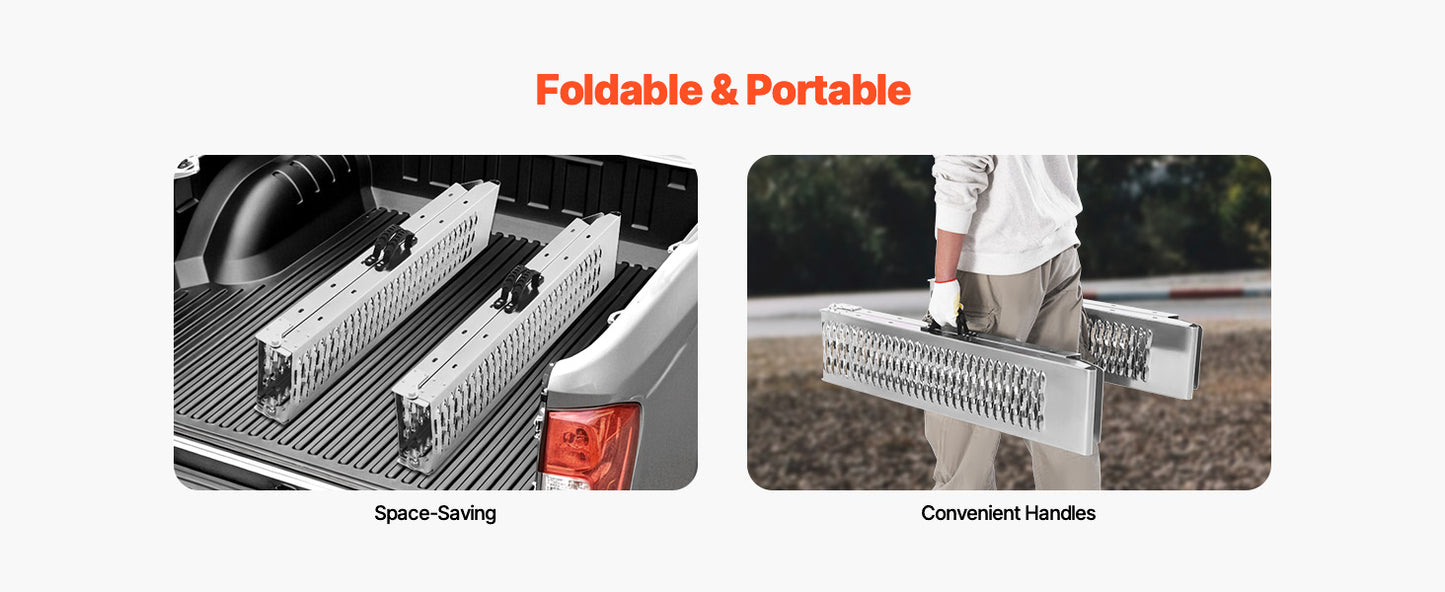 Ljustra 1000lbs Steel Ramps 2Pcs Loading Ramp for ATV UTV Motorcycle