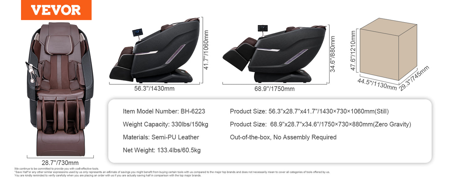 SucceBuy Full Body Zero Gravity Massage Chair Bluetooth Heating Recliner