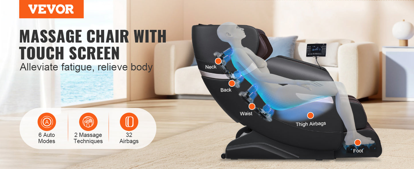 SucceBuy Full Body Zero Gravity Massage Chair Bluetooth Heating Recliner