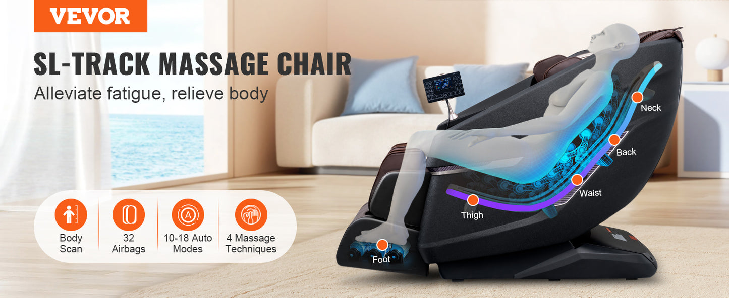 SucceBuy Full Body Zero Gravity Massage Chair Bluetooth Heating Recliner