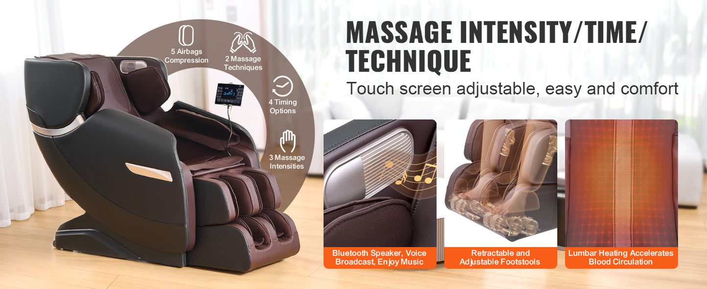 SucceBuy Full Body Zero Gravity Massage Chair Bluetooth Heating Recliner