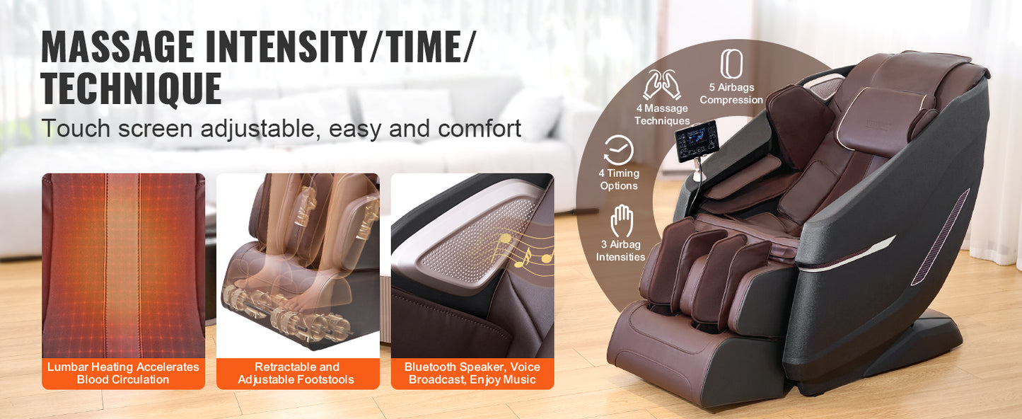 SucceBuy Full Body Zero Gravity Massage Chair Bluetooth Heating Recliner