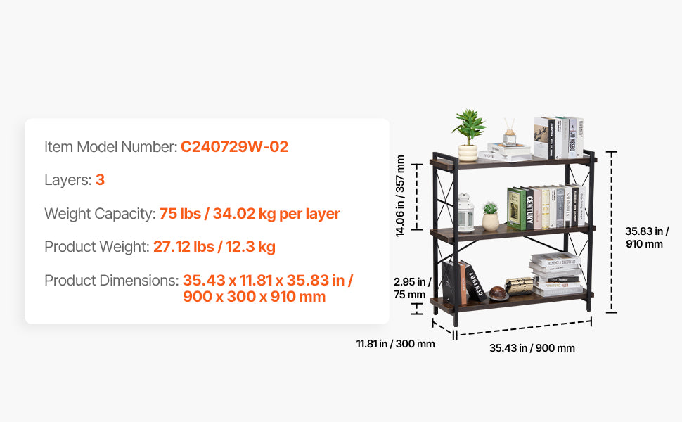 Ljustra Industrial Metal Bookshelf 3-14-Tier Open Storage Bookcase