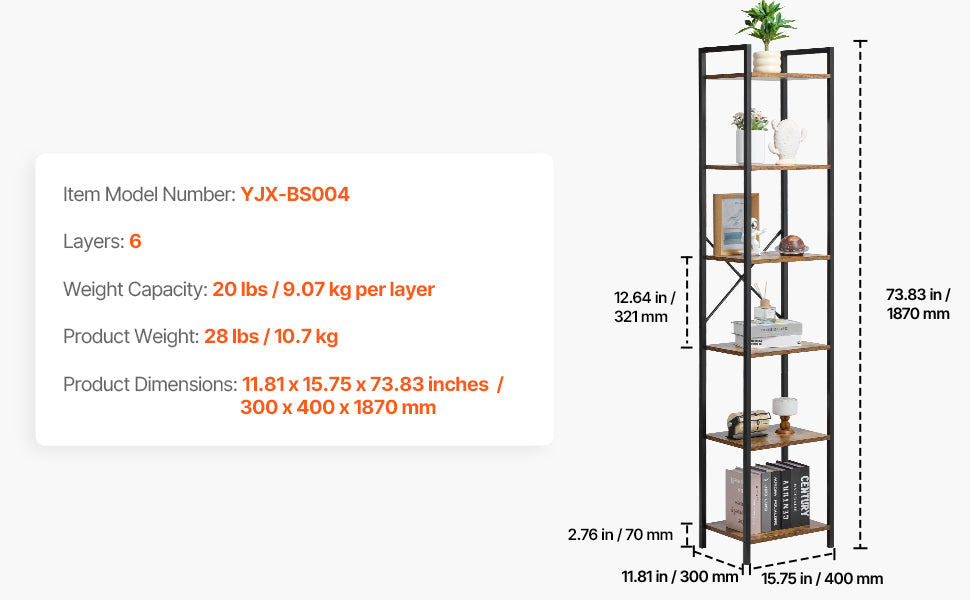Ljustra Industrial Metal Bookshelf 3-14-Tier Open Storage Bookcase