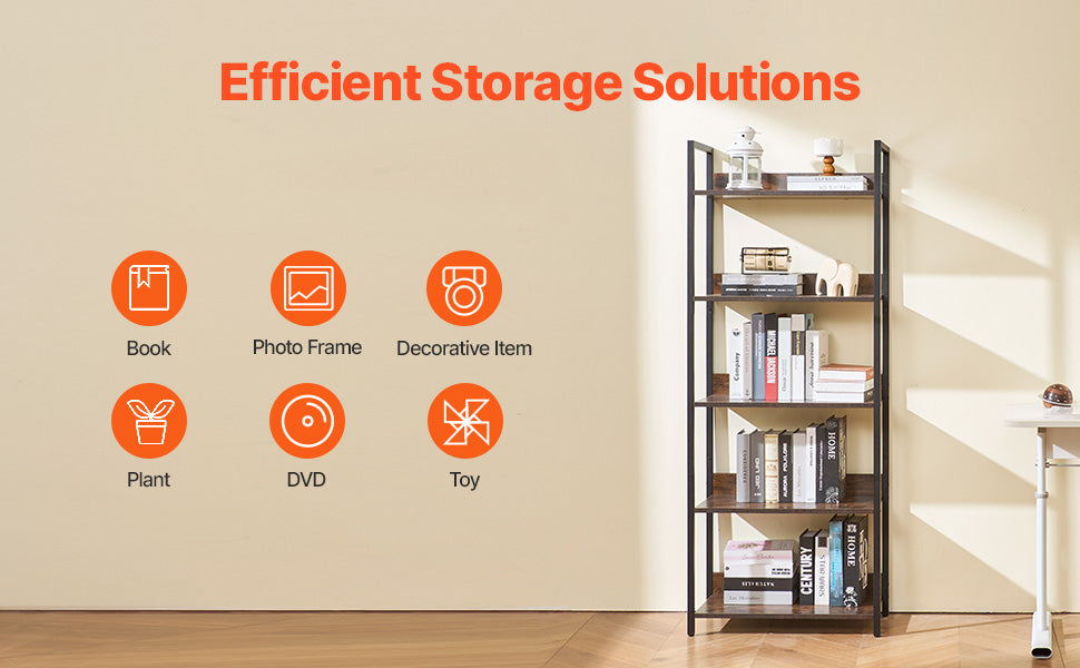 Ljustra Industrial Metal Bookshelf 3-14-Tier Open Storage Bookcase