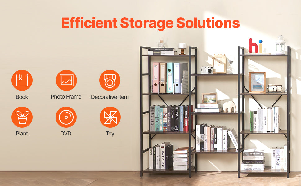 Ljustra Industrial Metal Bookshelf 3-14-Tier Open Storage Bookcase