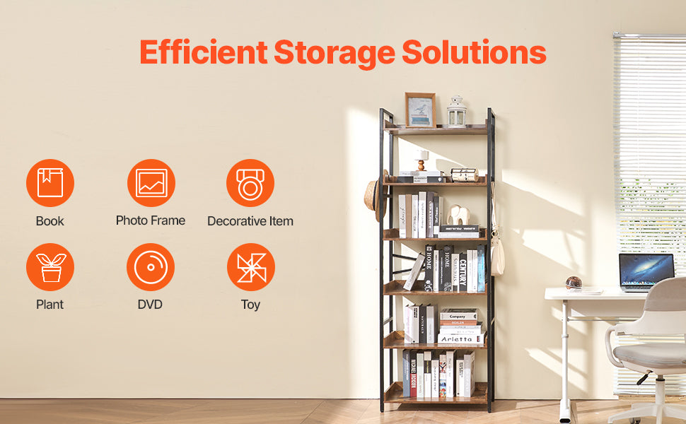 Ljustra Industrial Metal Bookshelf 3-14-Tier Open Storage Bookcase