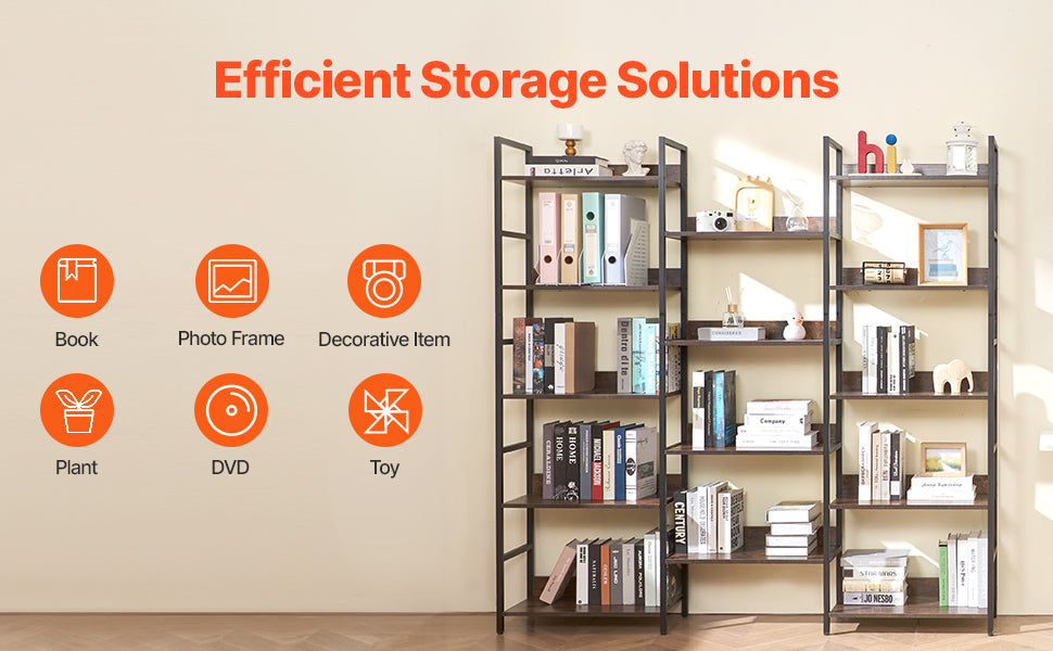 Ljustra Industrial Metal Bookshelf 3-14-Tier Open Storage Bookcase