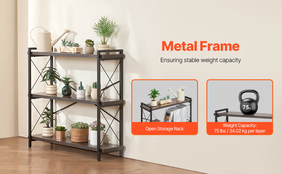 Ljustra Industrial Metal Bookshelf 3-14-Tier Open Storage Bookcase