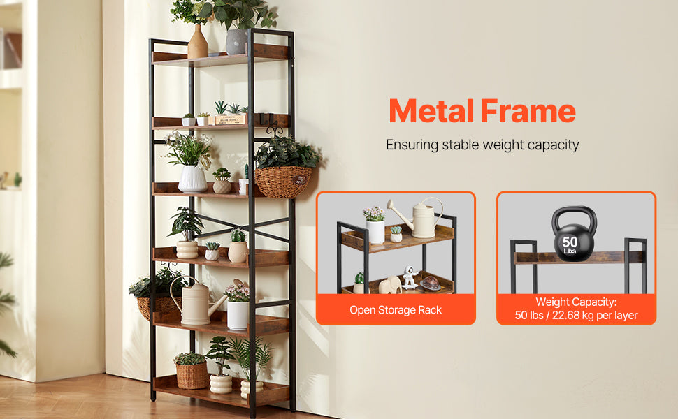 Ljustra Industrial Metal Bookshelf 3-14-Tier Open Storage Bookcase