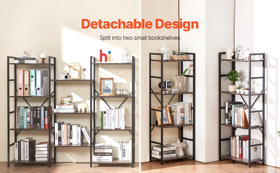 Ljustra Industrial Metal Bookshelf 3-14-Tier Open Storage Bookcase