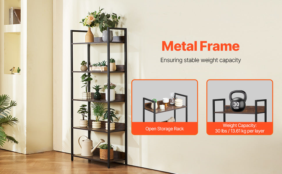 Ljustra Industrial Metal Bookshelf 3-14-Tier Open Storage Bookcase