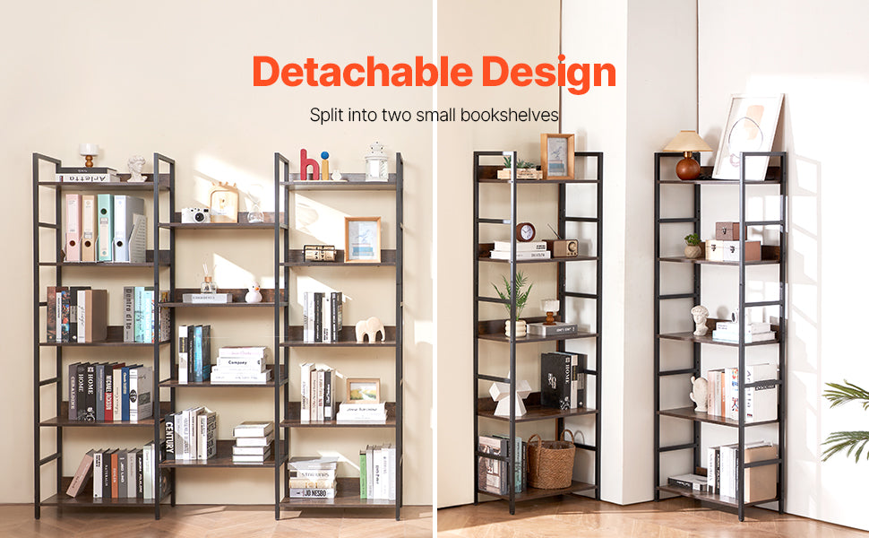 Ljustra Industrial Metal Bookshelf 3-14-Tier Open Storage Bookcase