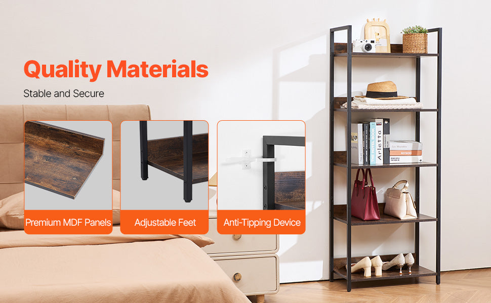 Ljustra Industrial Metal Bookshelf 3-14-Tier Open Storage Bookcase