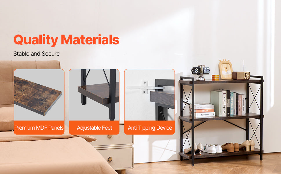 Ljustra Industrial Metal Bookshelf 3-14-Tier Open Storage Bookcase