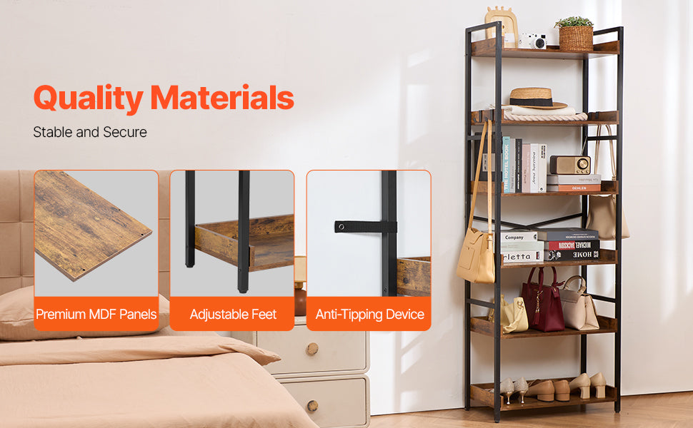 Ljustra Industrial Metal Bookshelf 3-14-Tier Open Storage Bookcase