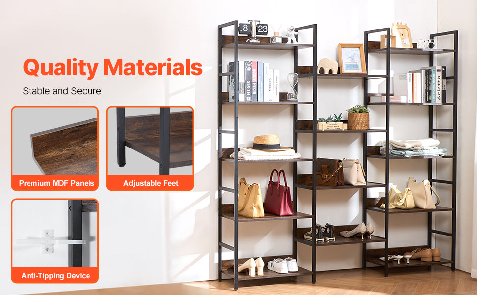 Ljustra Industrial Metal Bookshelf 3-14-Tier Open Storage Bookcase