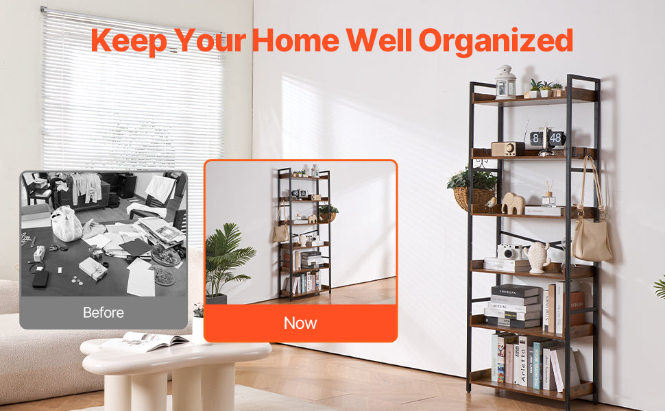 Ljustra Industrial Metal Bookshelf 3-14-Tier Open Storage Bookcase