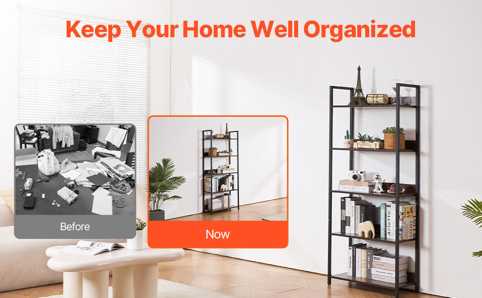 Ljustra Industrial Metal Bookshelf 3-14-Tier Open Storage Bookcase