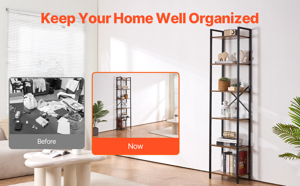 Ljustra Industrial Metal Bookshelf 3-14-Tier Open Storage Bookcase