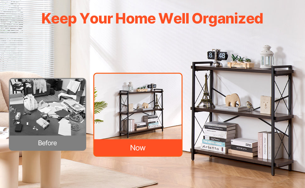 Ljustra Industrial Metal Bookshelf 3-14-Tier Open Storage Bookcase