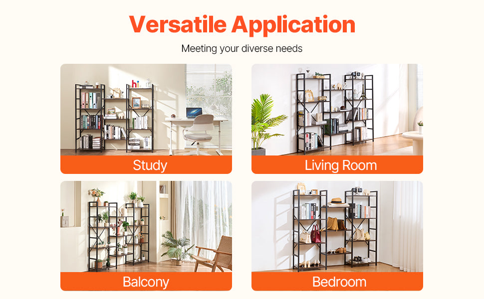 Ljustra Industrial Metal Bookshelf 3-14-Tier Open Storage Bookcase