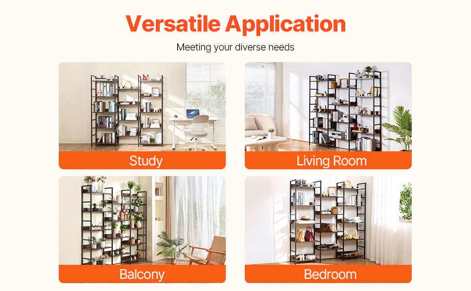 Ljustra Industrial Metal Bookshelf 3-14-Tier Open Storage Bookcase