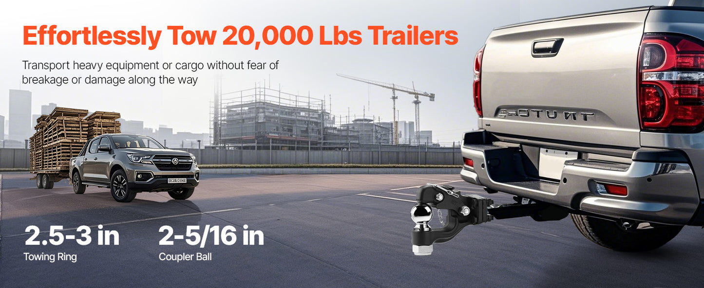 Heavy Duty Pintle Hook Trailer Receiver 20000 30000Lbs Towing Capacity