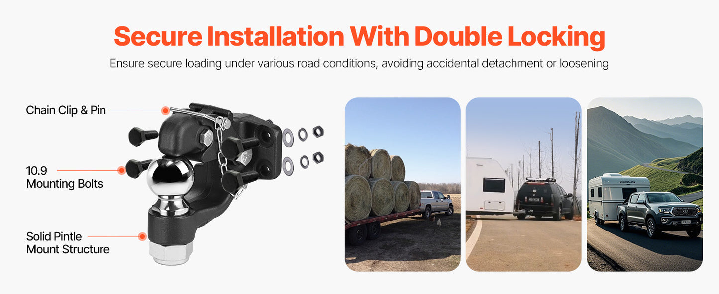 Heavy Duty Pintle Hook Trailer Receiver 20000 30000Lbs Towing Capacity