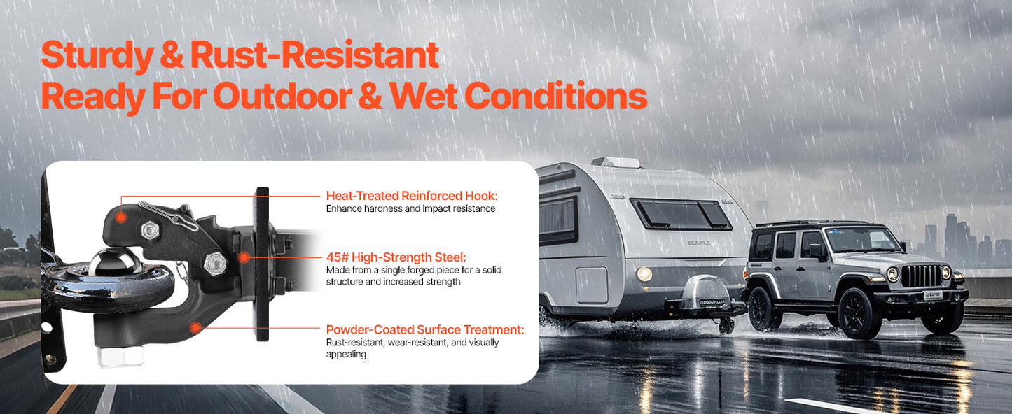 Heavy Duty Pintle Hook Trailer Receiver 20000 30000Lbs Towing Capacity