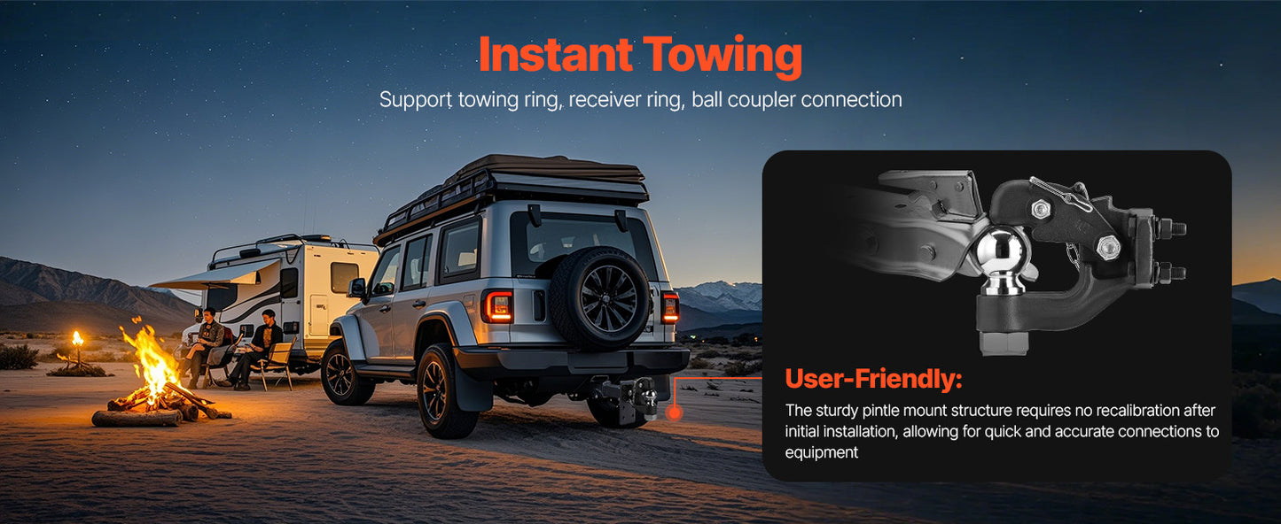 Heavy Duty Pintle Hook Trailer Receiver 20000 30000Lbs Towing Capacity