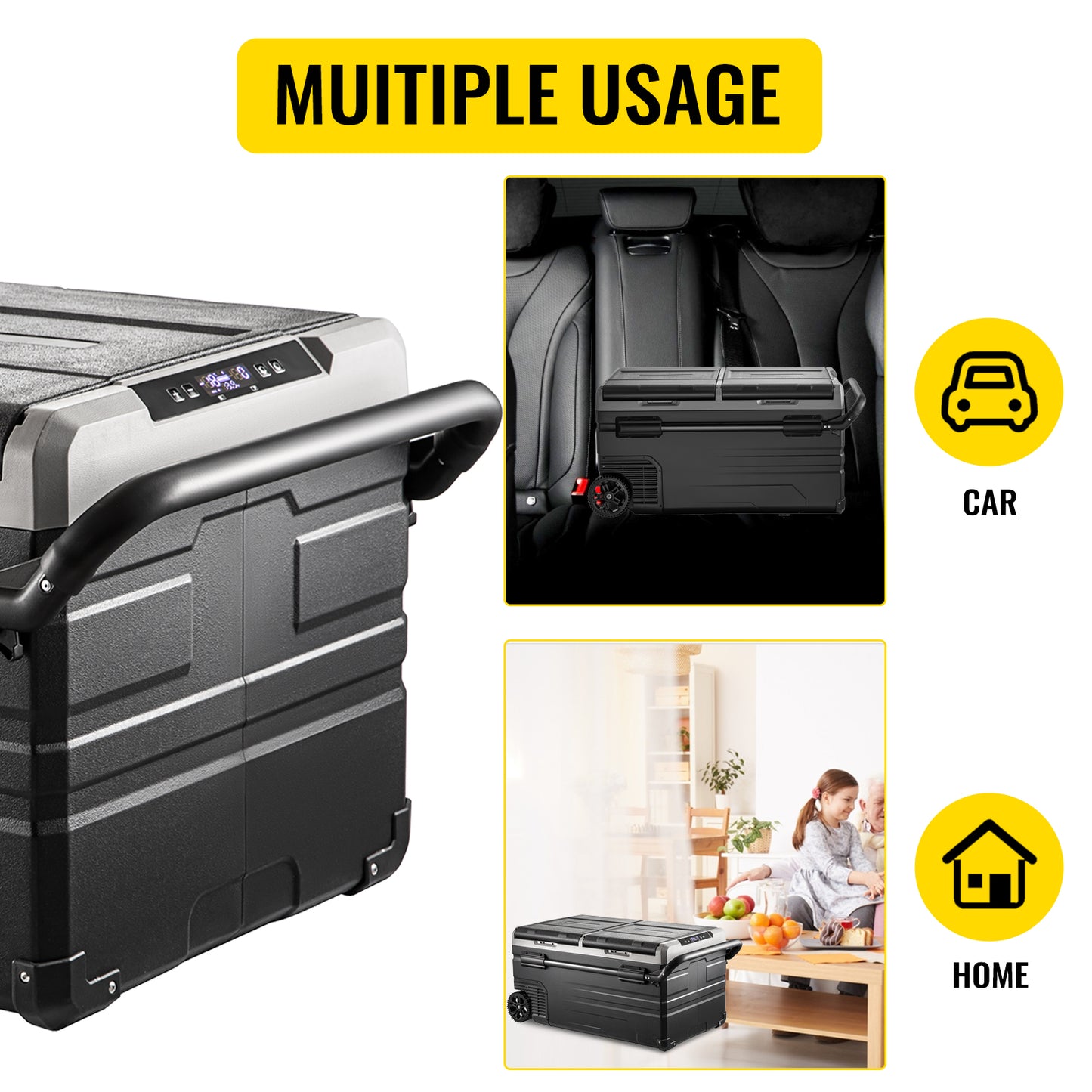 Portable Mini Car Fridge Freezer Dual Zone 75L 95L Compressor Cooler