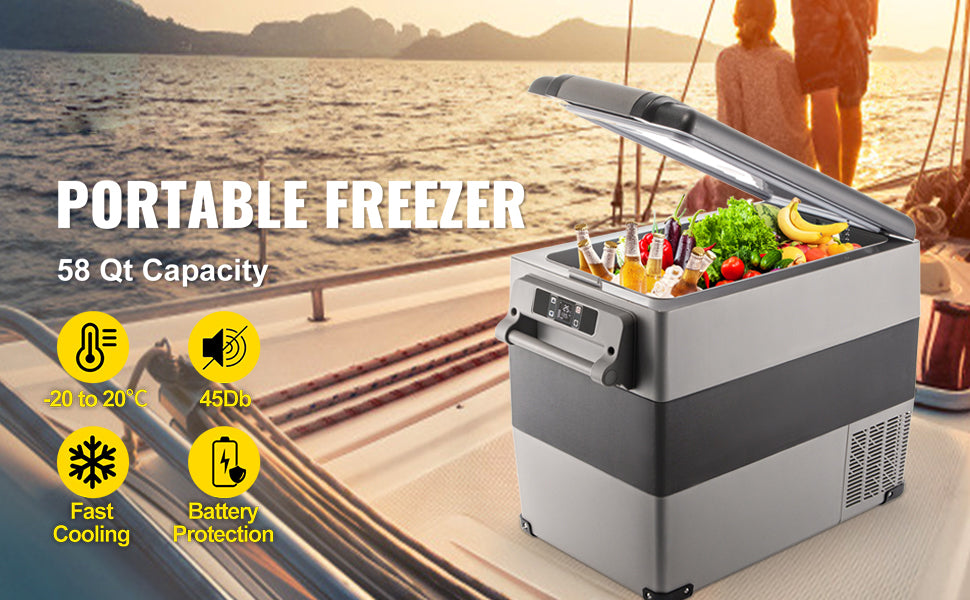 Ljustra 55L Portable Car Refrigerator Freezer for Camping Travel Ice Box